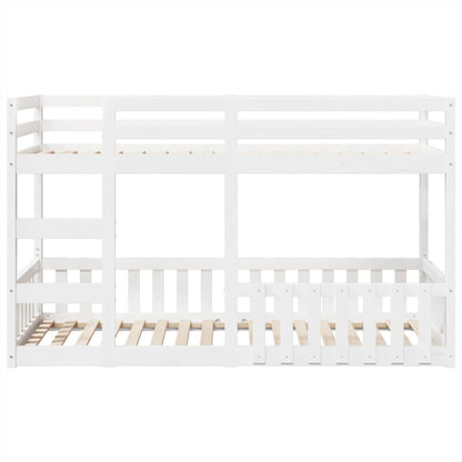 Letto a Castello Bianco 80x200 cm in Legno Massello di Pino | homemem39