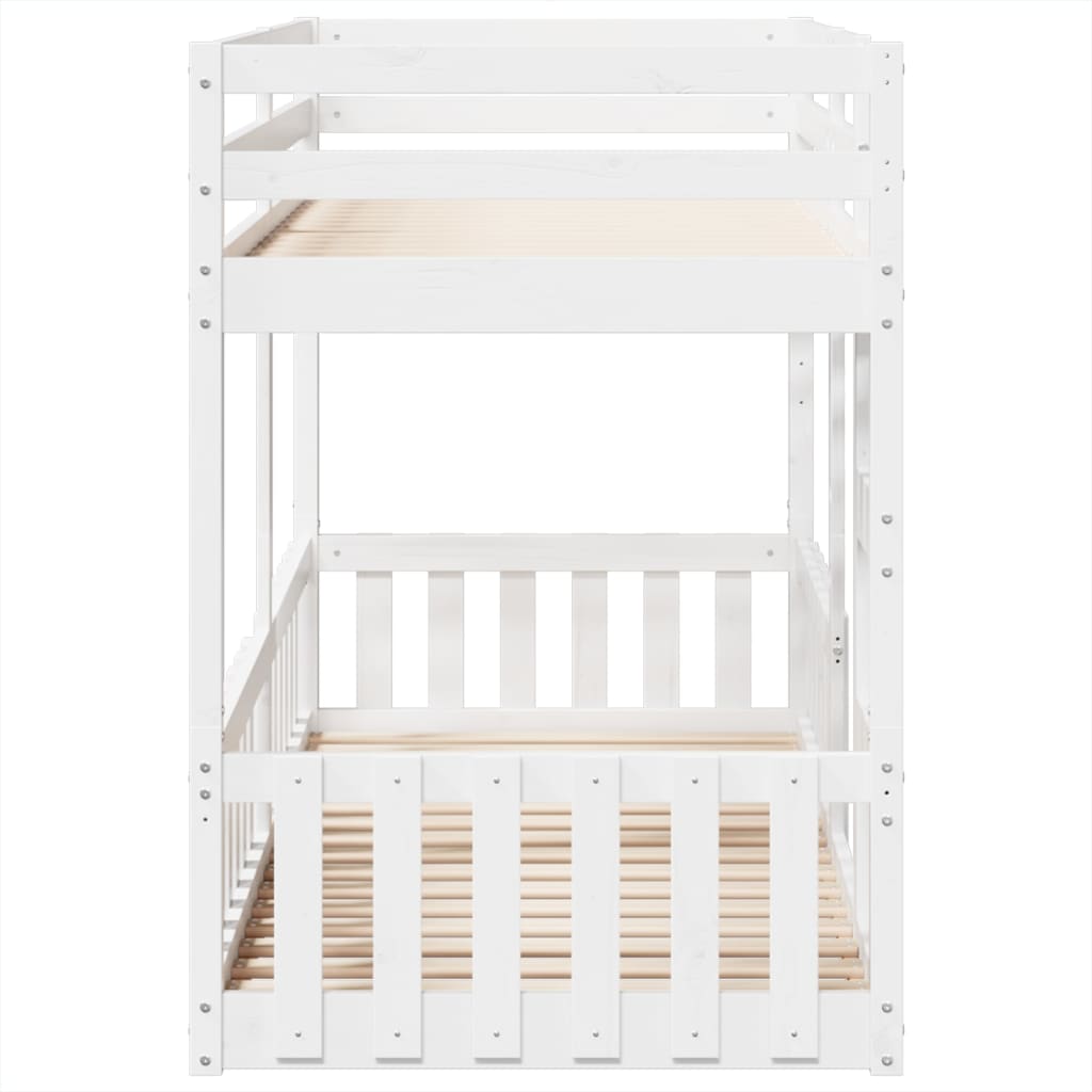 Letto a Castello Bianco 80x200 cm in Legno Massello di Pino