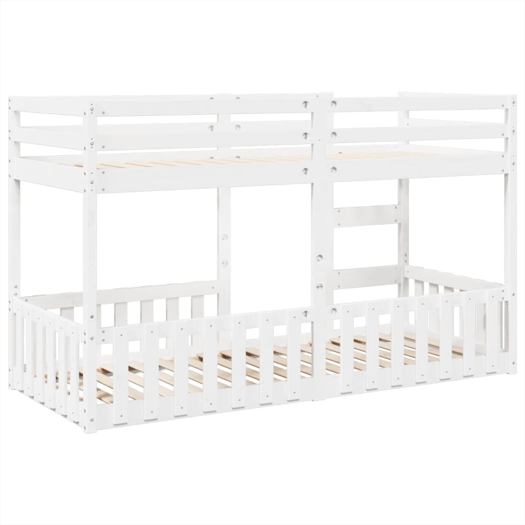 Letto a Castello Bianco 80x200 cm in Legno Massello di Pino