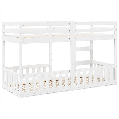 Letto a Castello Bianco 80x200 cm in Legno Massello di Pino