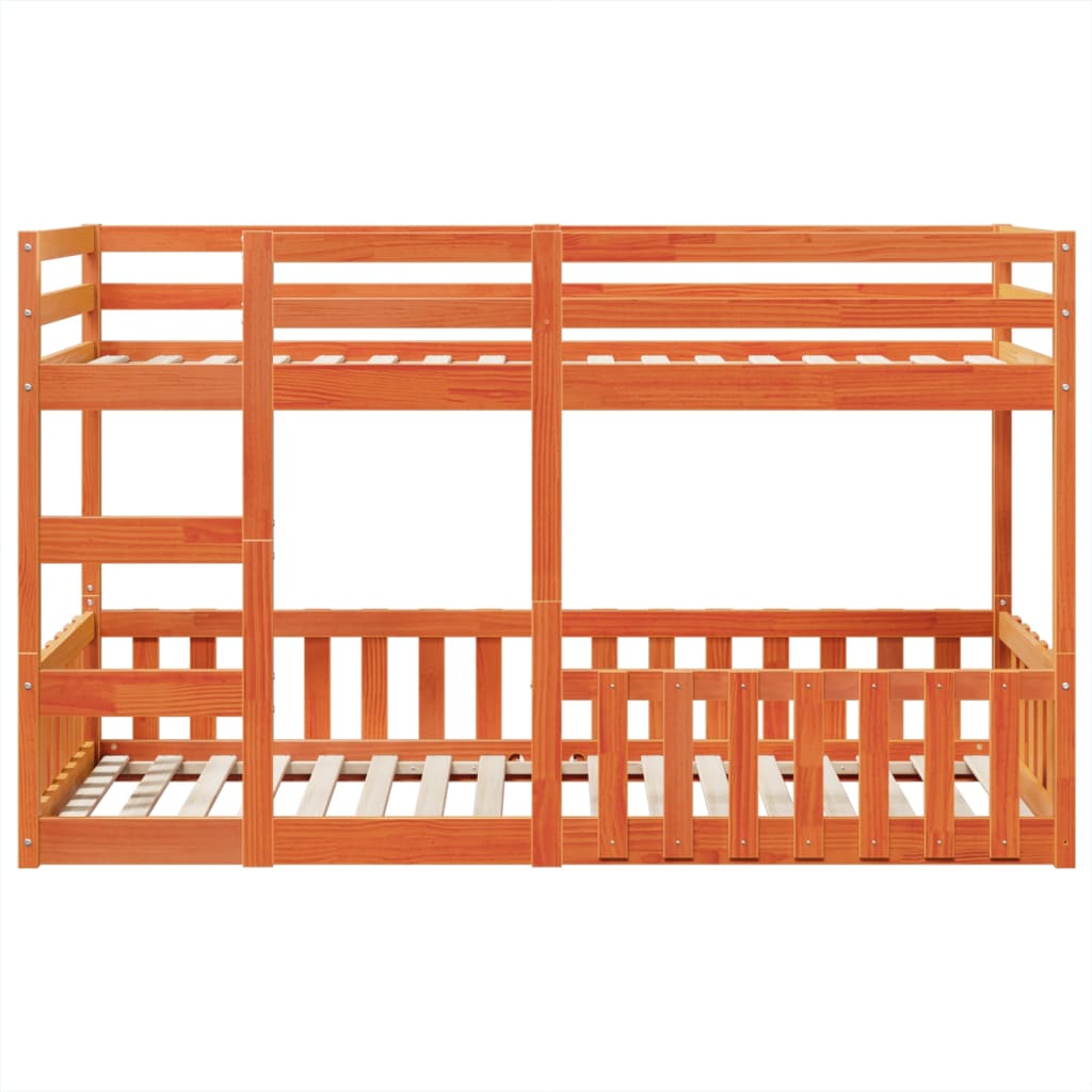 Letto a Castello Marrone Cera 80x200 cm in Legno di Pino - homemem39