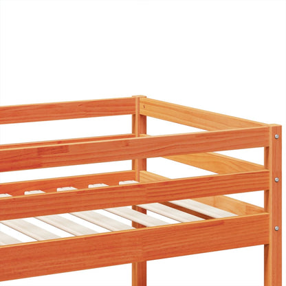 Letto a Castello Marrone Cera 80x200 cm in Legno di Pino