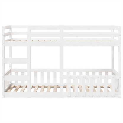 Letto a Castello Bianco 90x200 cm in Legno Massello di Pino | homemem39