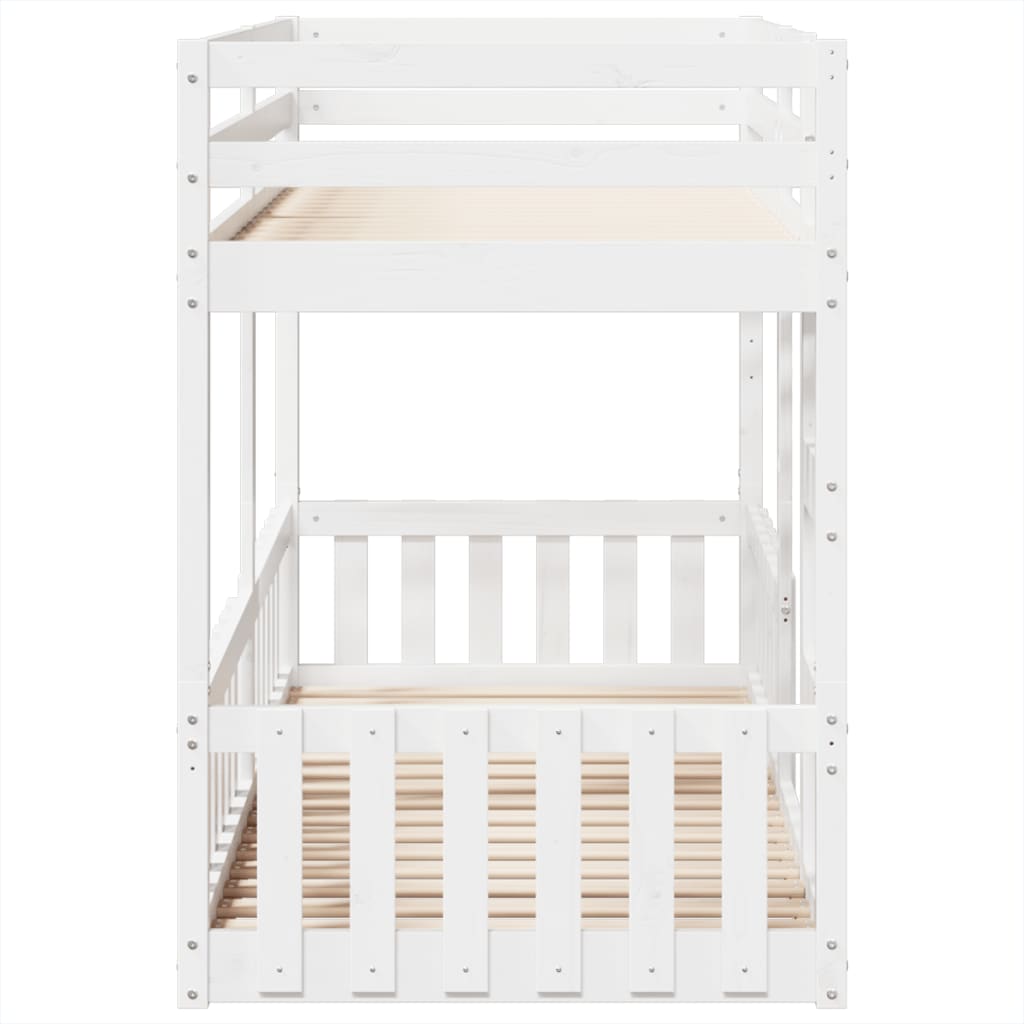Letto a Castello Bianco 90x200 cm in Legno Massello di Pino | homemem39