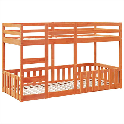 Letto a Castello Marrone Cera 90x200 cm in Legno di Pino | homemem39