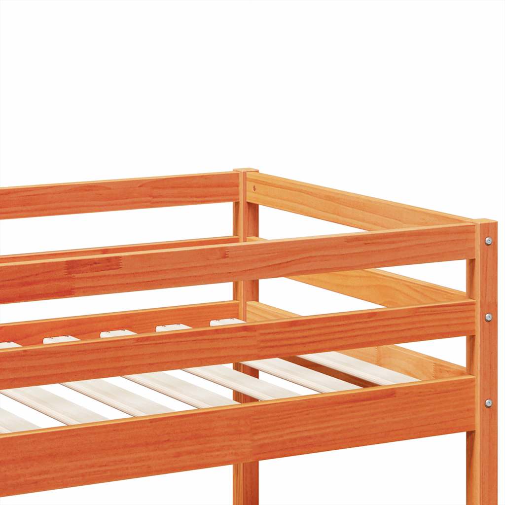 Letto a Castello Marrone Cera 90x200 cm in Legno di Pino