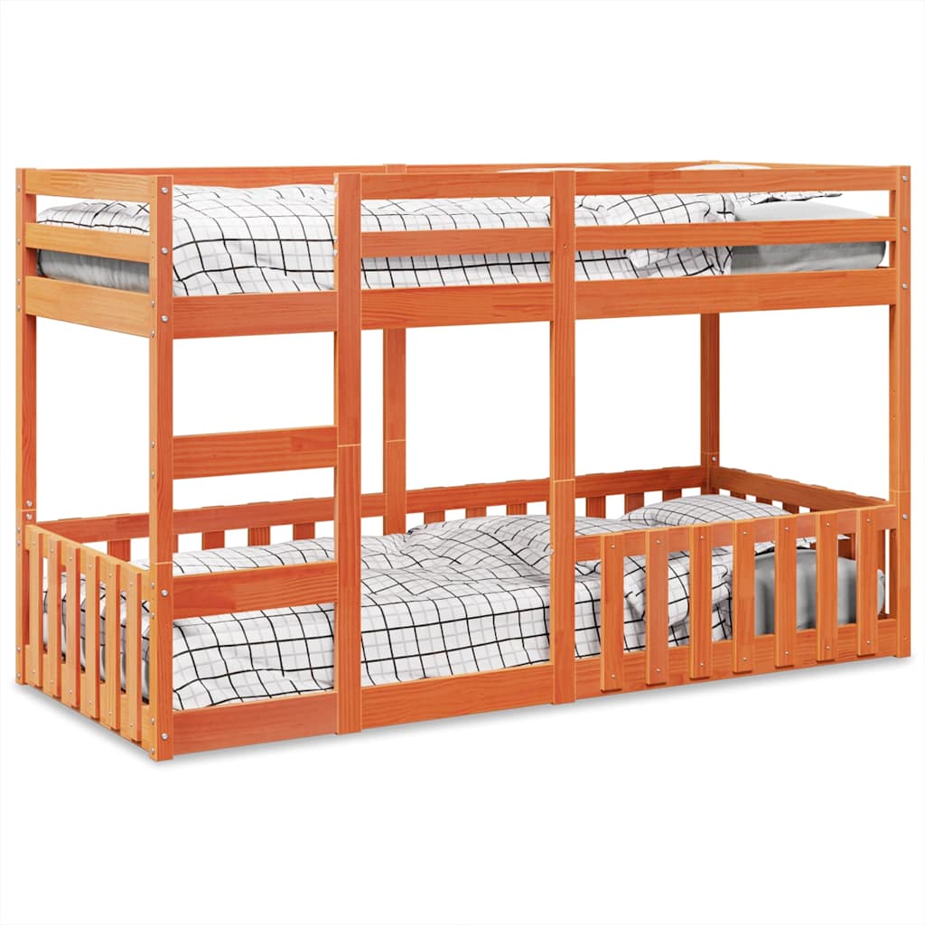 Letto a Castello Marrone Cera 90x200 cm in Legno di Pino | homemem39