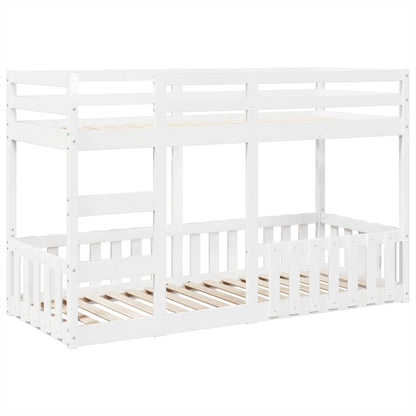 Letto a Castello Bianco 90x190 cm in Legno Massello di Pino
