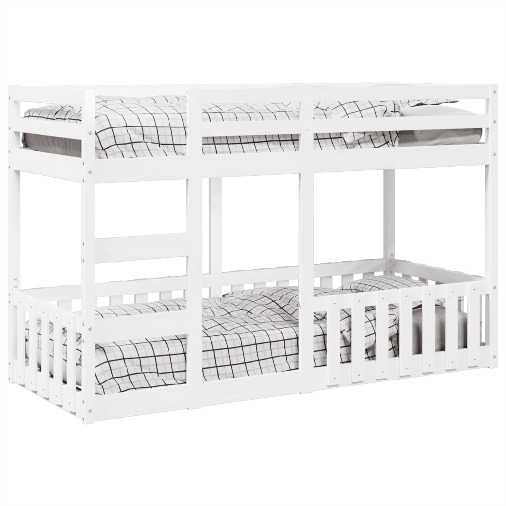 Letto a Castello Bianco 90x190 cm in Legno Massello di Pino