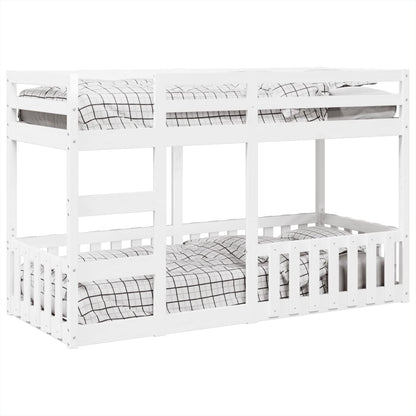Letto a Castello Bianco 90x190 cm in Legno Massello di Pino