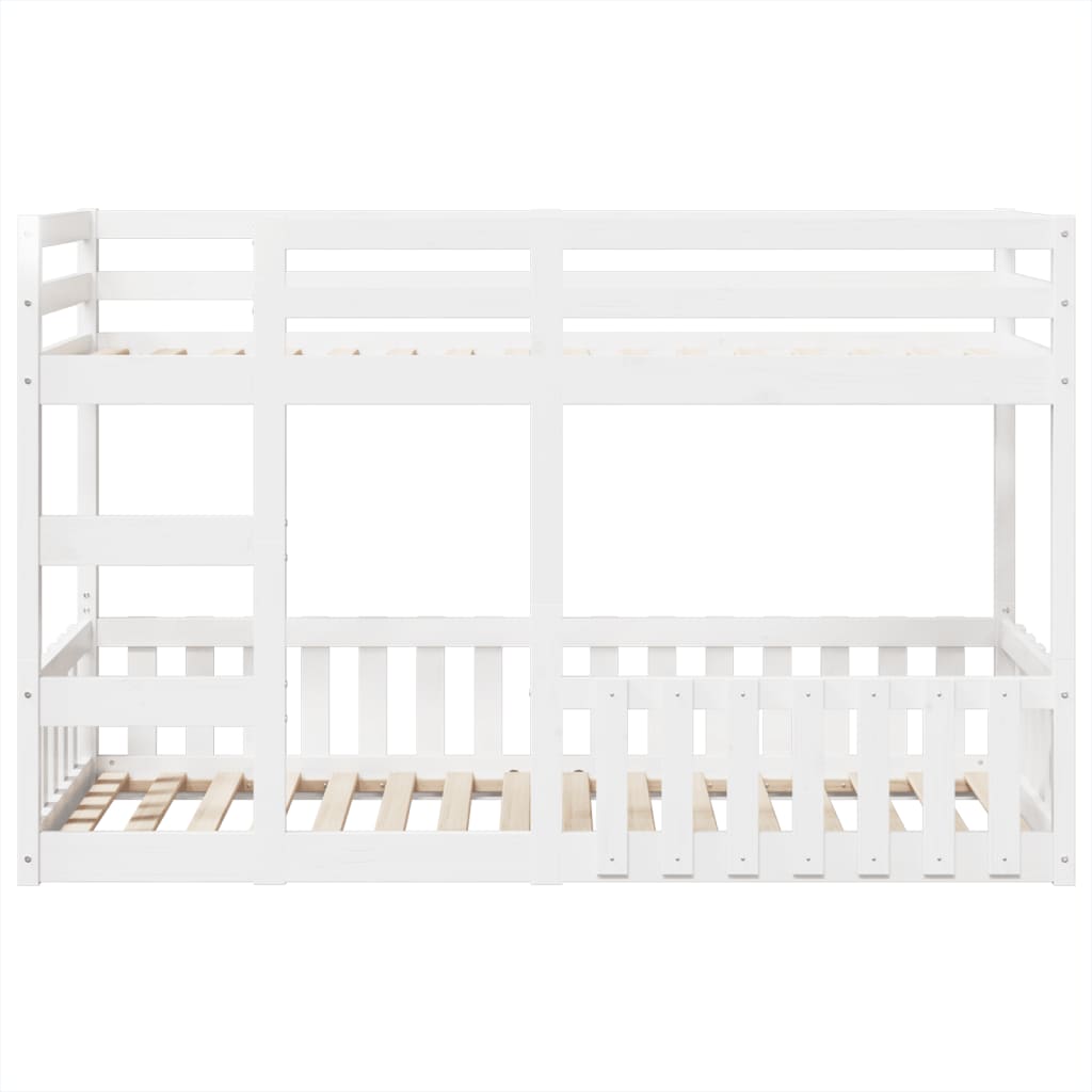 Letto a Castello Bianco 90x190 cm in Legno Massello di Pino | homemem39