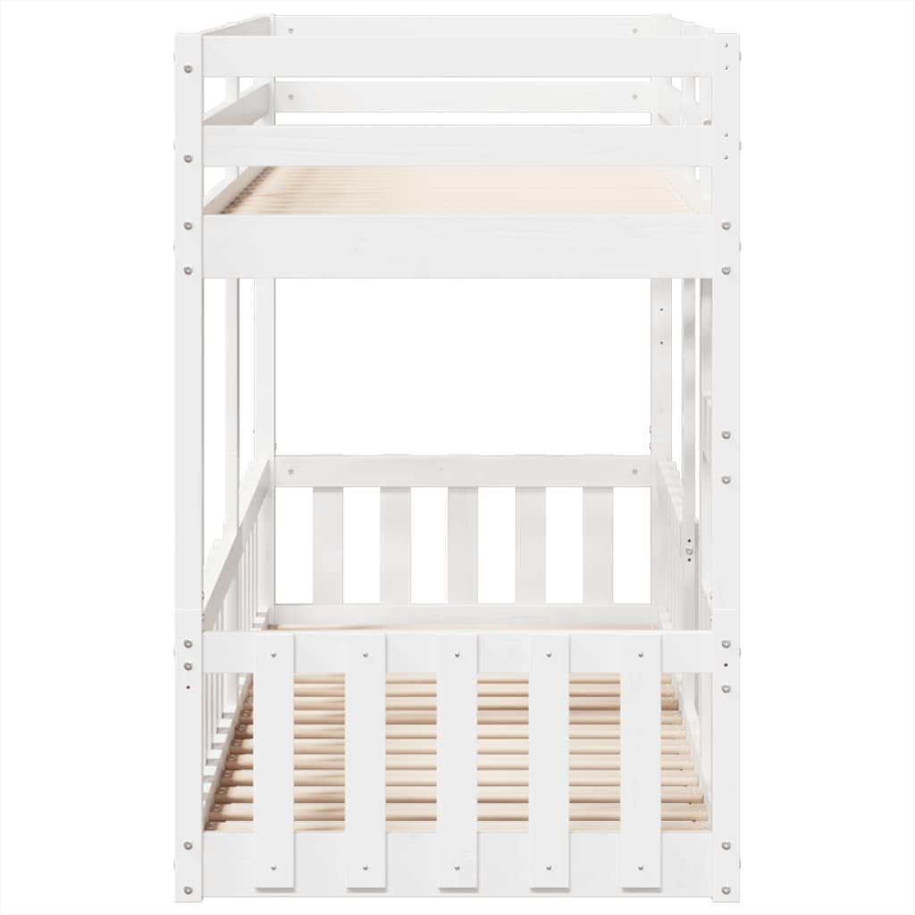 Letto a Castello Bianco 90x190 cm in Legno Massello di Pino