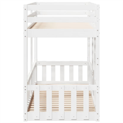 Letto a Castello Bianco 90x190 cm in Legno Massello di Pino