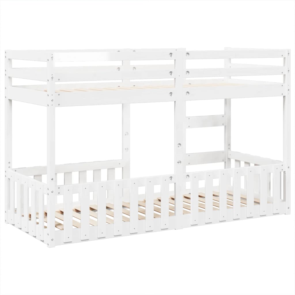 Letto a Castello Bianco 90x190 cm in Legno Massello di Pino