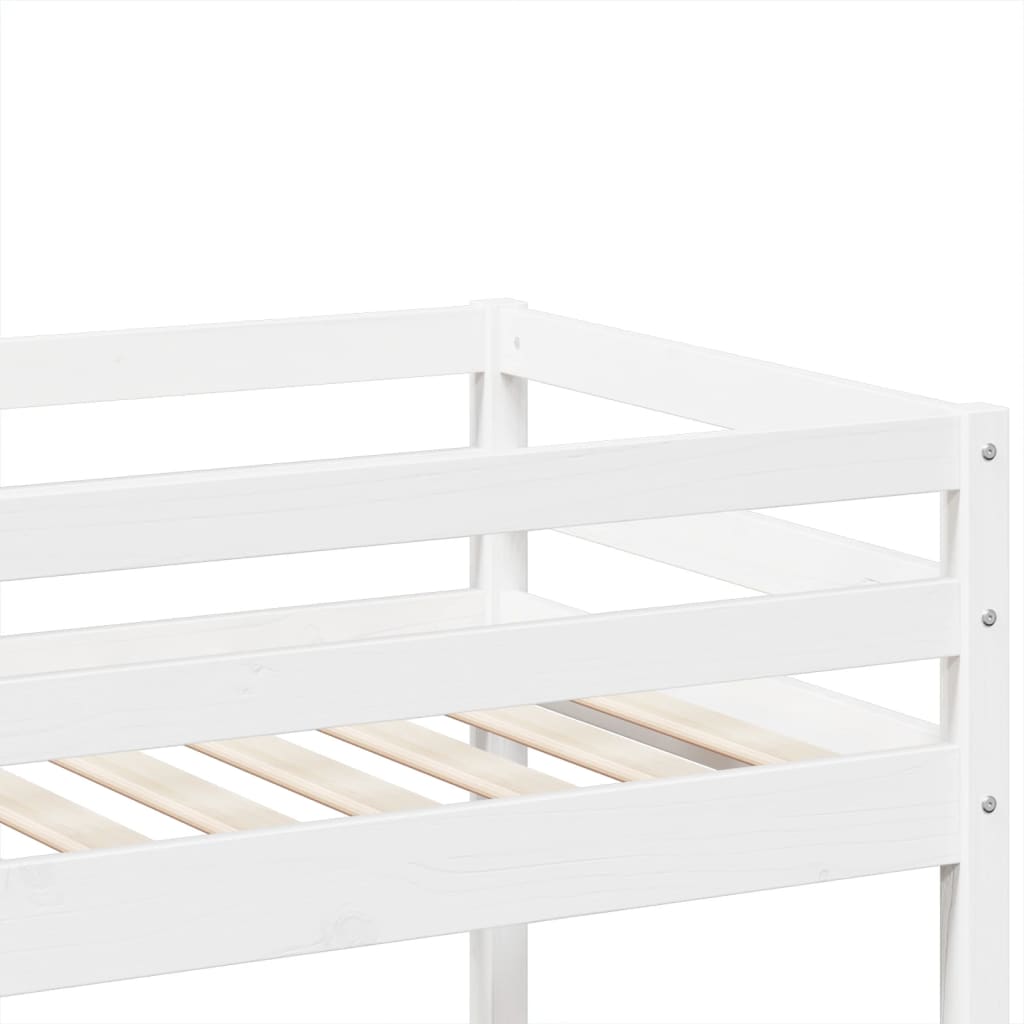 Letto a Castello Bianco 90x190 cm in Legno Massello di Pino