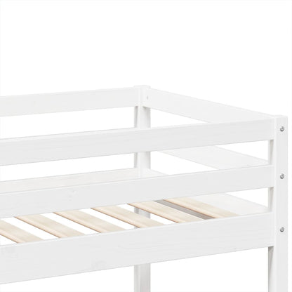 Letto a Castello Bianco 90x190 cm in Legno Massello di Pino