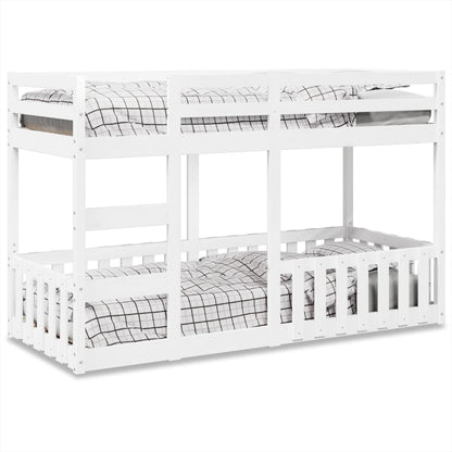 Letto a Castello Bianco 90x190 cm in Legno Massello di Pino | homemem39