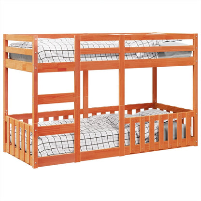 Letto a Castello Marrone Cera 75x190 cm in Legno di Pino