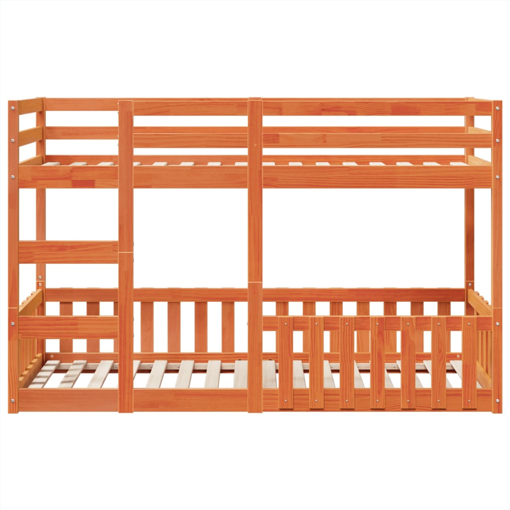 Letto a Castello Marrone Cera 75x190 cm in Legno di Pino - homemem39