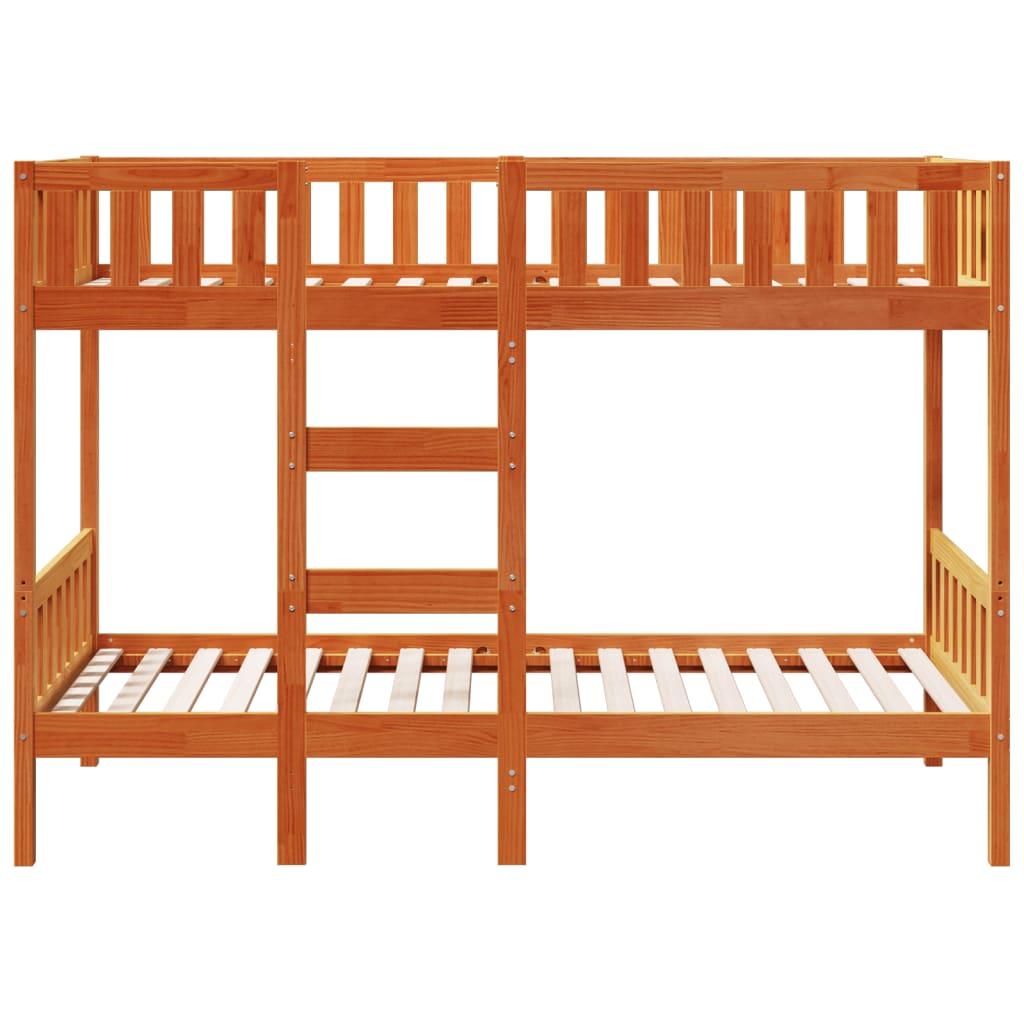 Letto a Castello Marrone Cera 90x200 cm in Legno di Pino | homemem39
