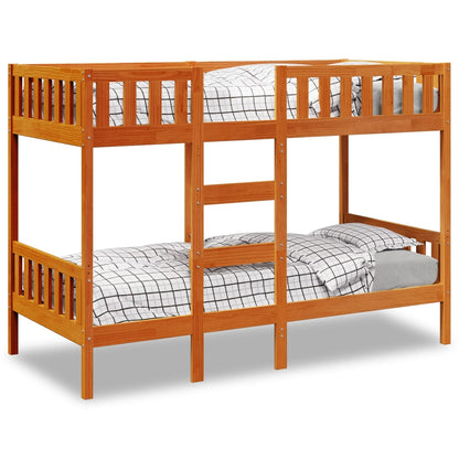 Letto a Castello Marrone Cera 90x200 cm in Legno di Pino | homemem39