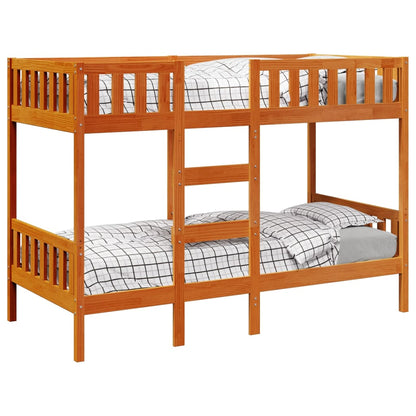 Letto a Castello Marrone Cera 90x190 cm in Legno di Pino