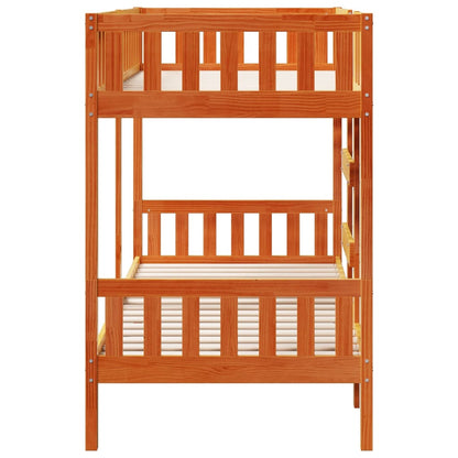 Letto a Castello Marrone Cera 90x190 cm in Legno di Pino