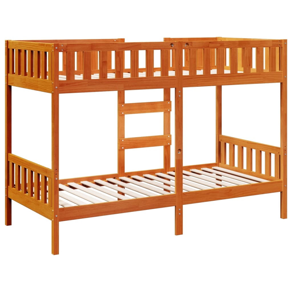 Letto a Castello Marrone Cera 90x190 cm in Legno di Pino