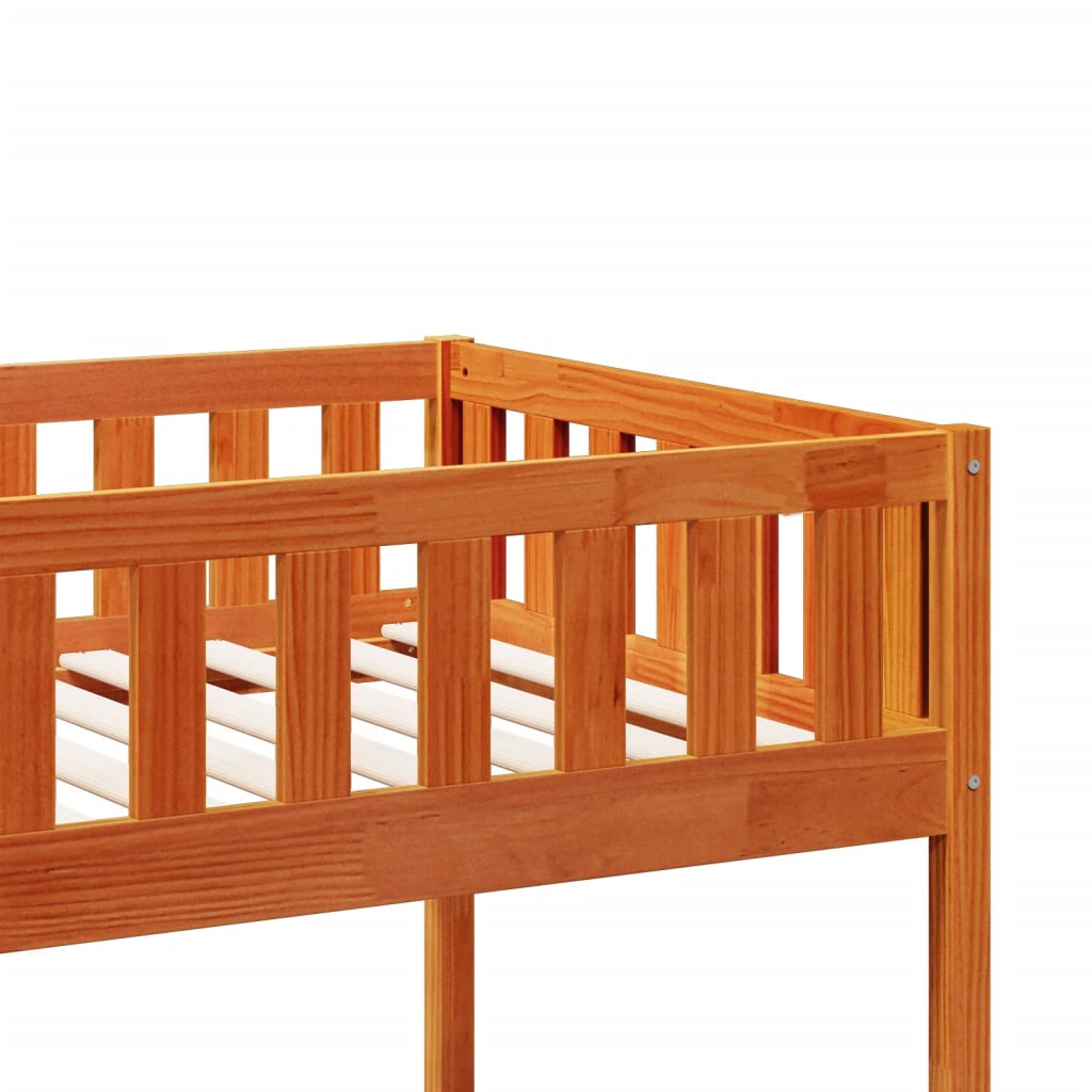 Letto a Castello Marrone Cera 90x190 cm in Legno di Pino
