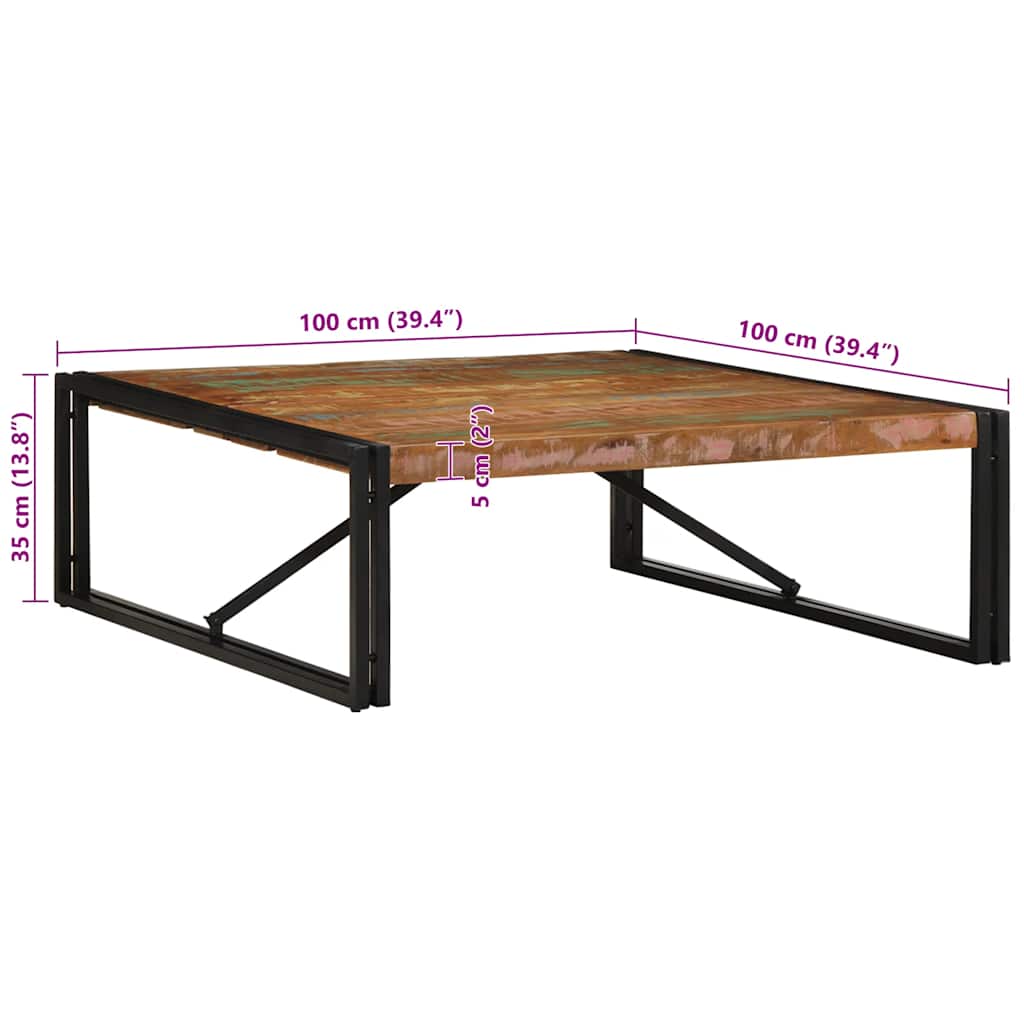 Tavolino Salotto Multicolore 100x100x35 cm Legno Recupero | homemem39
