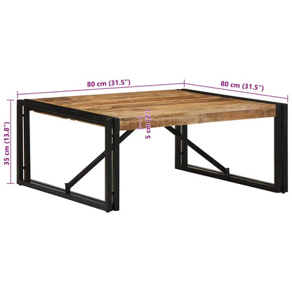Tavolino 80x80x35 cm in Legno Massello di Mango Grezzo | homemem39