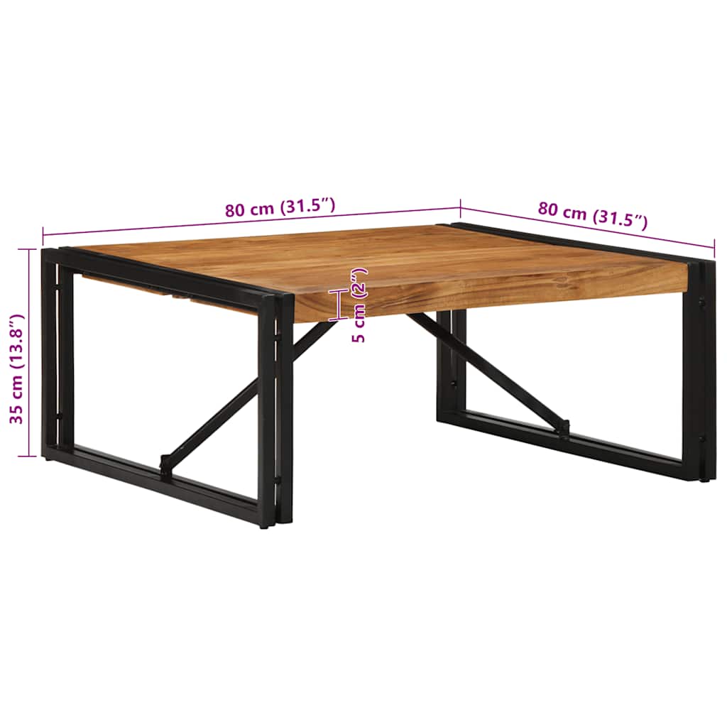 Tavolino Salotto 80x80x35 cm Legno Massello di Acacia | homemem39