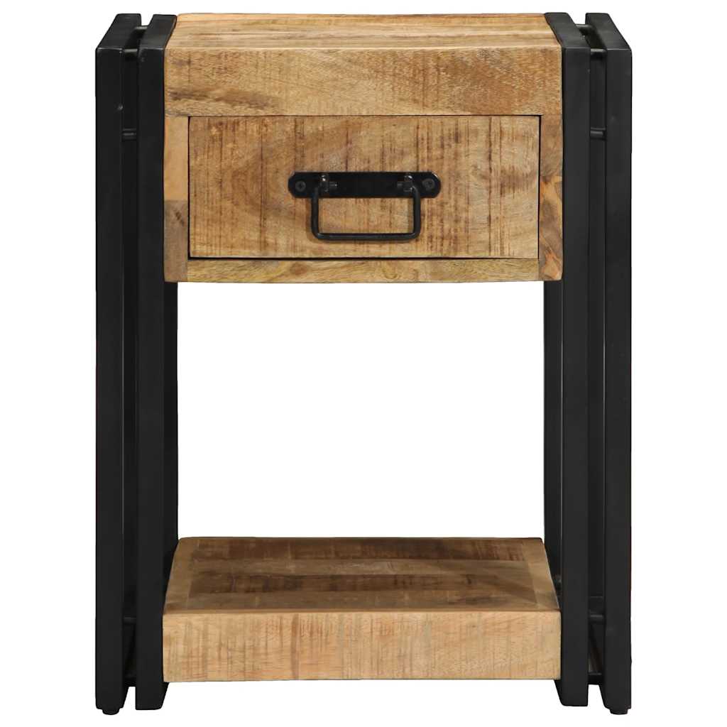 Comodini 2 pz 40x40x50 cm in Legno Massello di Mango Grezzo | homemem39