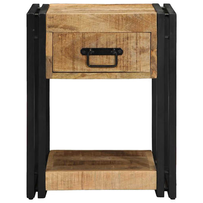 Comodini 2 pz 40x40x50 cm in Legno Massello di Mango Grezzo | homemem39