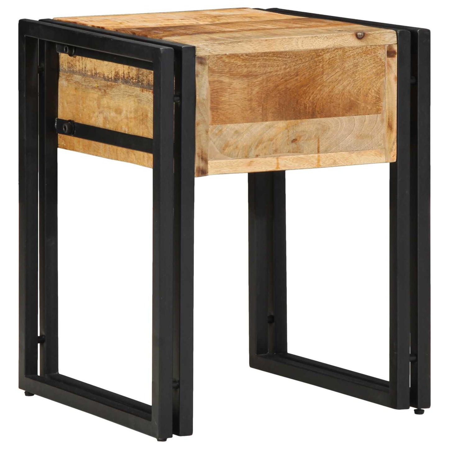 Tavolino Marrone e Nero 40 x 40 x 50 cm Legno di mango massello