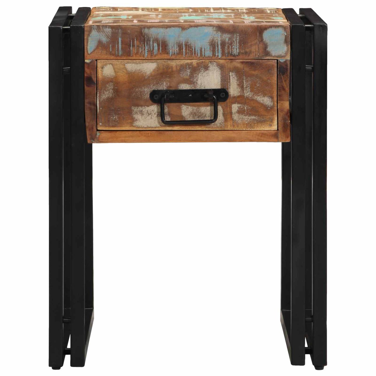 Tavolino con cassetto 40 x 40 x 50 cm Legno Recuperato Massello