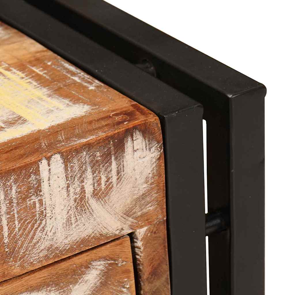 Tavolino con cassetto 30 x 30 x 40 cm Legno Recuperato Massello