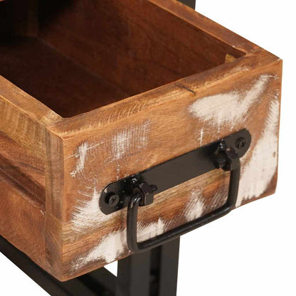 Tavolino con cassetto 30 x 30 x 40 cm Legno Recuperato Massello