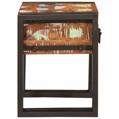 Tavolino con cassetto 30 x 30 x 40 cm Legno Recuperato Massello