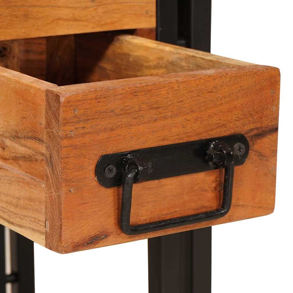 Tavolino con cassetto 30 x 30 x 40 cm Legno di Acacia Massello