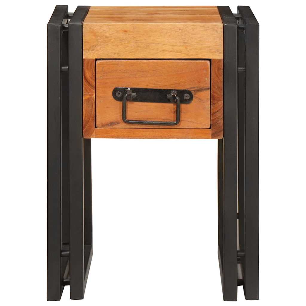 Tavolino con cassetto 30 x 30 x 40 cm Legno di Acacia Massello