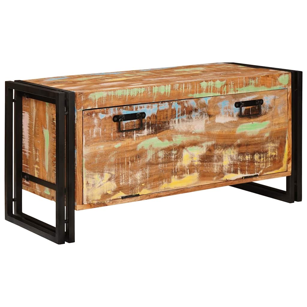 Mobile per scarpe con porta Marrone legno massello di riciclo - homemem39