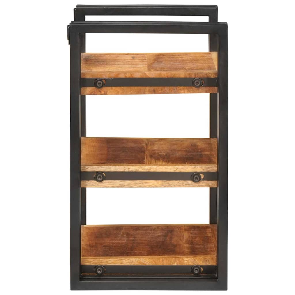 Comodino 2 pcs Marrone e nero Legno di mango massello - homemem39