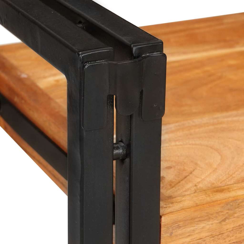 Comodino Marrone e nero Legno Massello di Acacia - homemem39