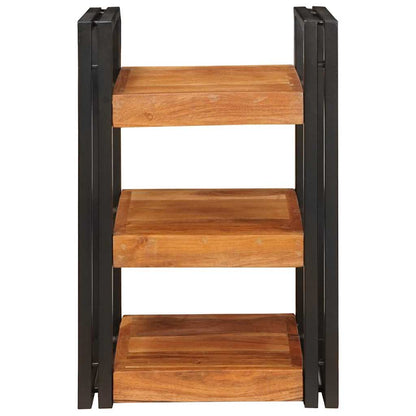 Comodino Marrone e nero Legno Massello di Acacia - homemem39