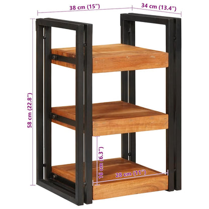 Comodino Marrone e nero Legno Massello di Acacia - homemem39