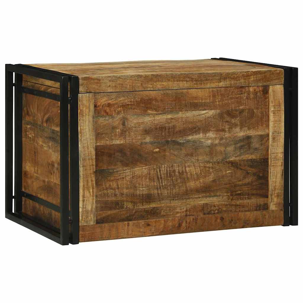Scatola di Stoccaggio 80 x 50 x 50 cm Legno di Mango Grezzo
