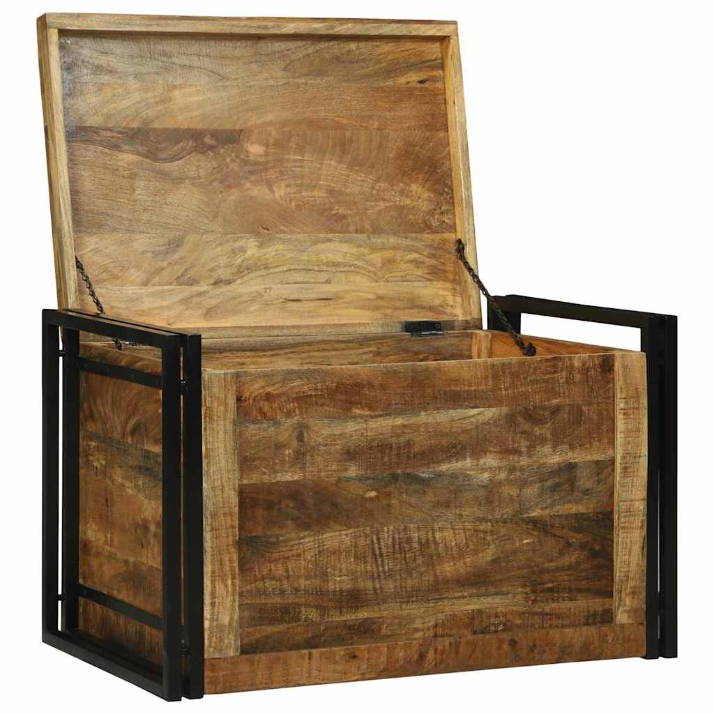 Scatola di Stoccaggio 80 x 50 x 50 cm Legno di Mango Grezzo | homemem39