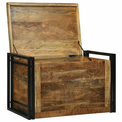 Scatola di Stoccaggio 80 x 50 x 50 cm Legno di Mango Grezzo | homemem39