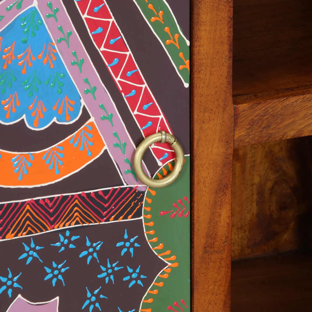 Credenza Multicolore 90x35x60 in Legno Massello di Acacia - homemem39